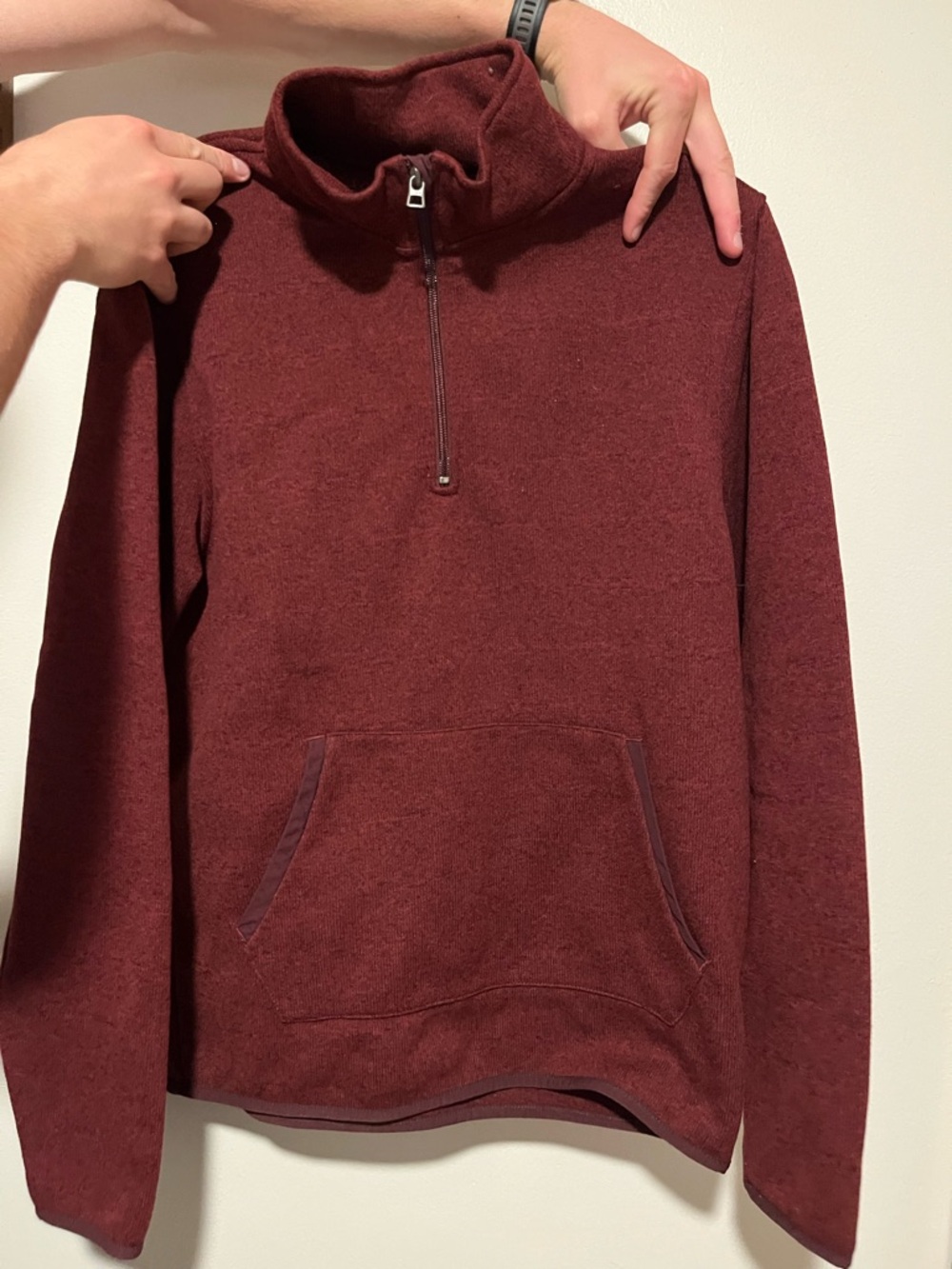J CREW Men's Half-Zip Pullover Sweater - Burgundy